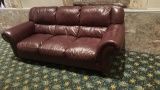 Maroon Full Size Leather Couch