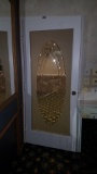 Glass Etched Door with White Trim Frosted Glass