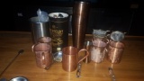 Barware with copper colored cups