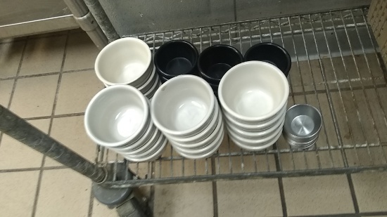 Ramekins, Cambro and stainless steel portion cups