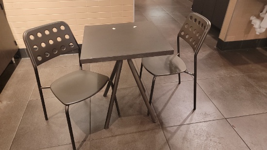 Emu Outside metal table and chairs 2' x 2' (Sold per item in lot (2=Chairs, 1=Table)=8
