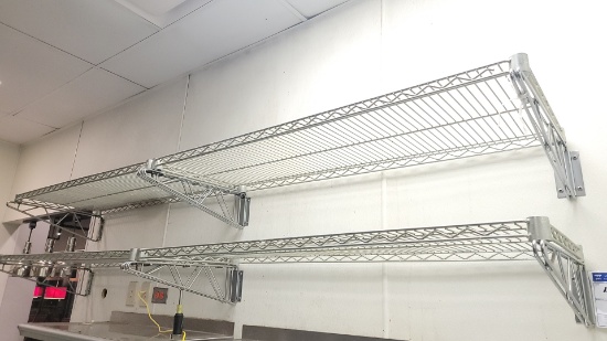 Wall mounted wire shelves 4' x 18"