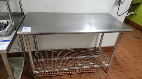 Stainless steel top table with wire undershelf 49.5" x 2'