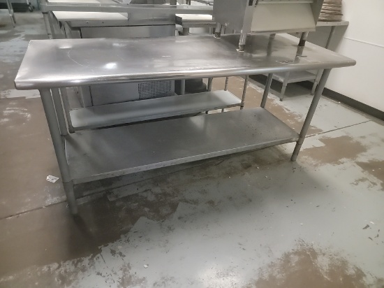 Stainless steel top table with galvanized undershelf 6' x 30"