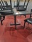 Commercial table 3' x 3' with Black metal base with (4) Chairs