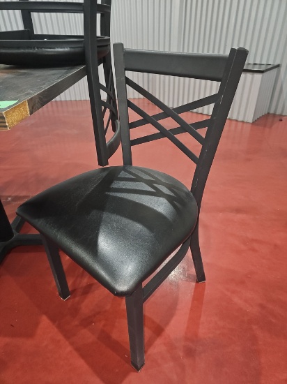 Commercial table 3' x 3' with Black metal base with (4) Chairs