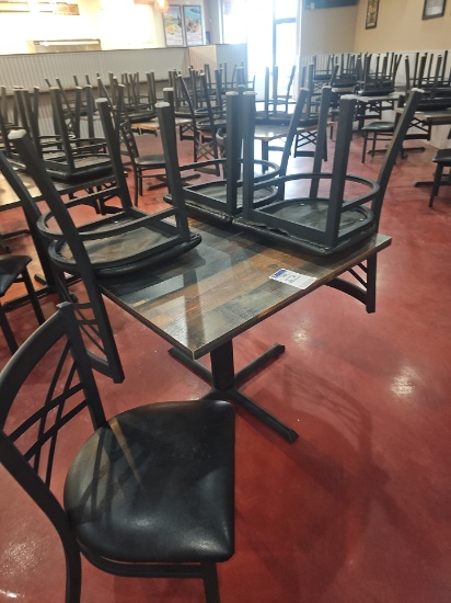 Commercial table 3' x 3' with Black metal base with (4) Chairs