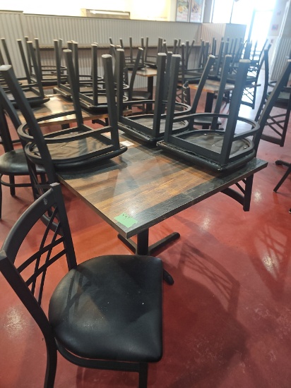Commercial table 3' x 3' with Black metal base with (4) Chairs