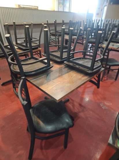 Commercial table 3' x 3' with Black metal base with (4) Chairs