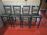 Black vinyl cushion bar chairs with black metal frame