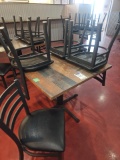 Commercial table 3' x 3' with Black metal base with (4) Chairs