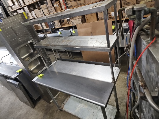 Stainless steel table with galvanized underself and over shelf