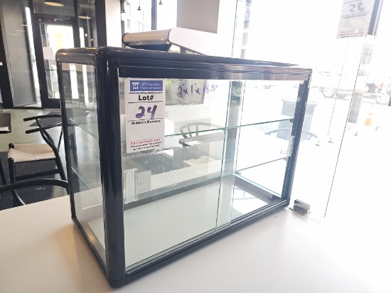 Metal framed display with glass windows 2' x 1' x 18.5"