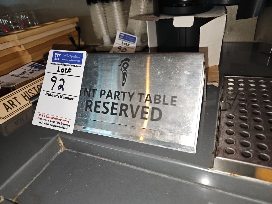 Metal "A" table top reserve signs