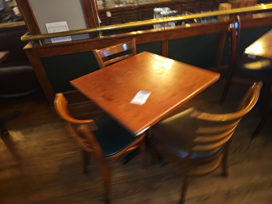 Wooden top table with 3 chairs 30" x 30"