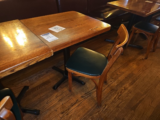 Wooden top table 24" x 26", 30" x 24" with 2 chairs