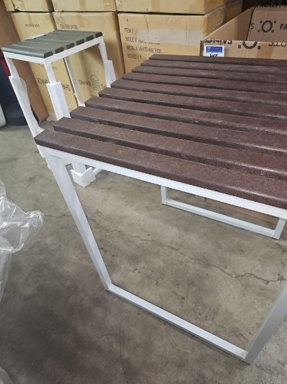 White metal base table with composite slate top 4' x 2'
