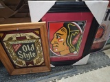 Framed Glass OldStyle sign Blackhhawk sign