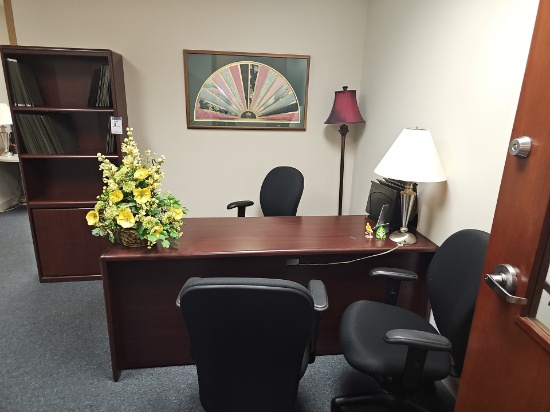 Office set with 2 chairs desk and cabinets