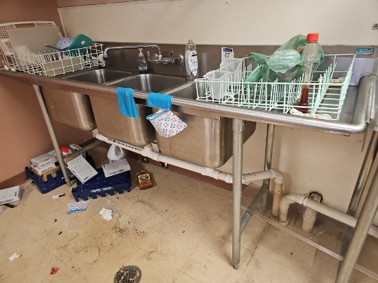Advance three compartment sink 90" x 27"