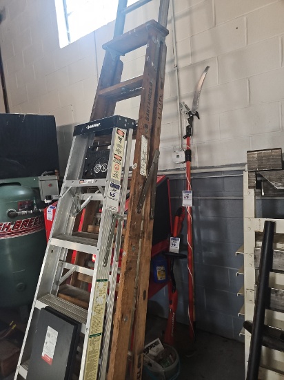 Poly and wooden "A" framed ladders