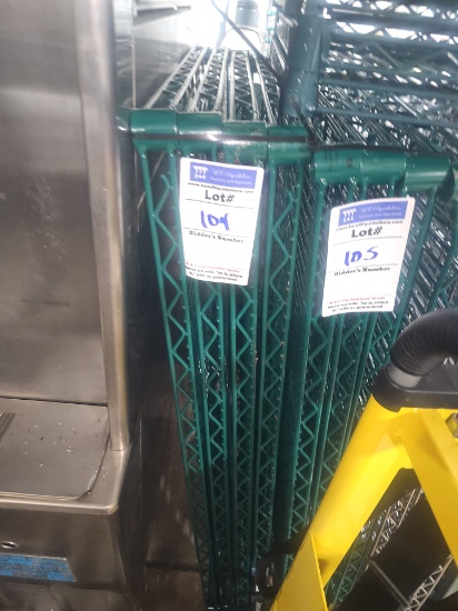 Green wire storage racks with poles 4' x 24"