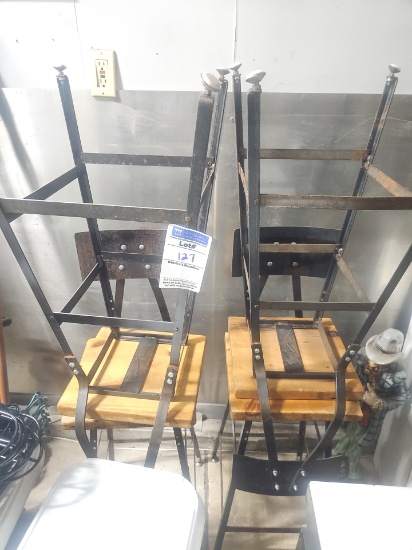 Wooden seat and back rest metal chairs