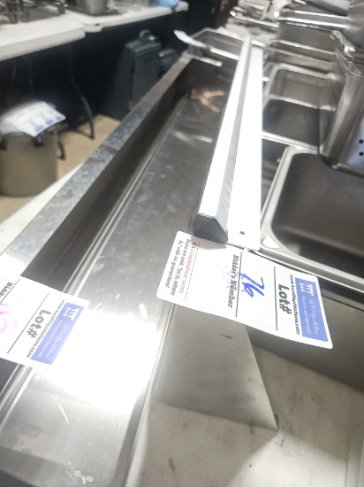 Stainless steel wall mounted shelf with ticket rail 40" x 8"