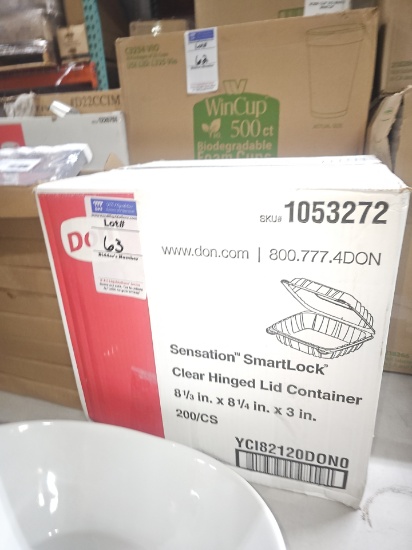 Clear hinged containers 8 1/3" x 8 1/4" x 3"