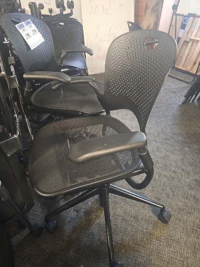 Black office chairs with 5 wheels and back rest