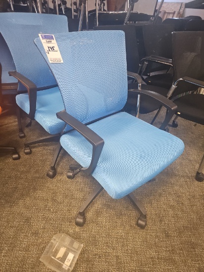 Blue office chairs with cushion seat