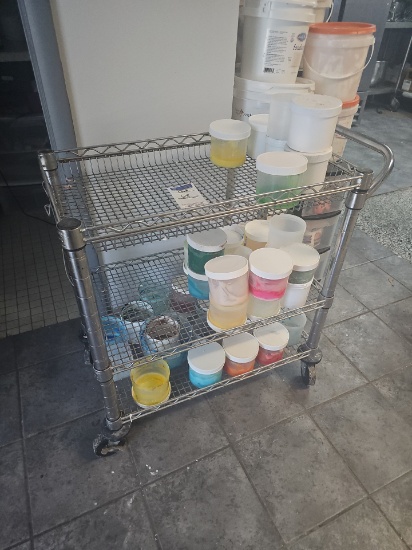 Wire Cart on wheel with content