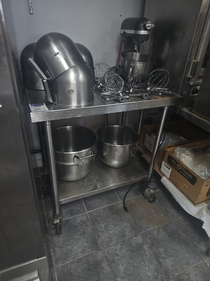 Stainless steel table top on castors 3' x 2'