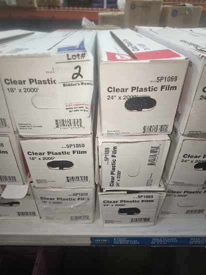 Clear plastic food wrap 24" x 2000' and 18" x 2000'