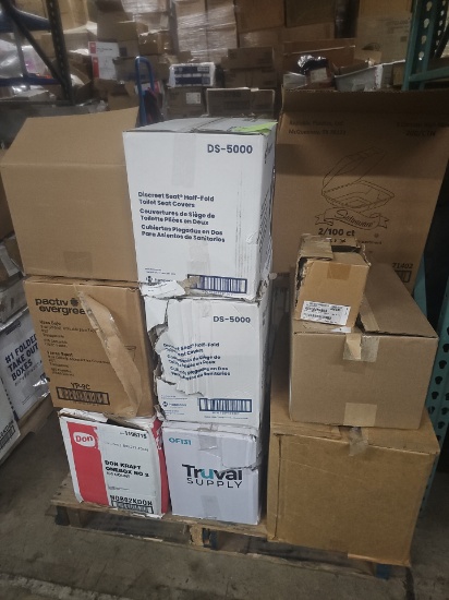 Pallet of paper goods