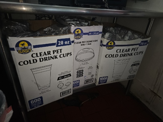 Assorted Clear disposable cups and lids