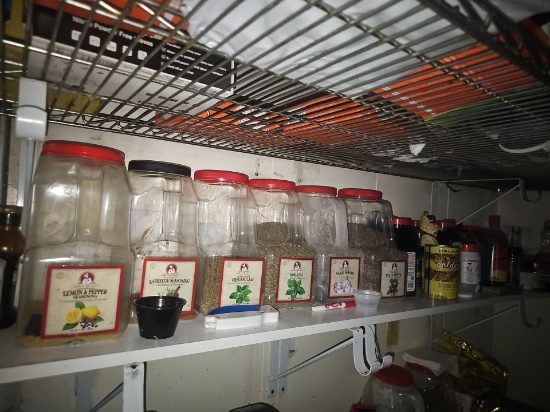 All used spices on shelf