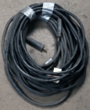 Lot of (2) 1/0 approx 50' welder leads with MPB-1 male/female connections