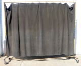 (1) large steel rolling frame welding screen with heavy canvas shade/curtai