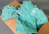 Used welding jackets: one very large box of used, cleaned green welding jac