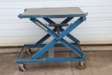 Heavy Duty steel weld/fabrication table on wheels, adjustable height/scisso