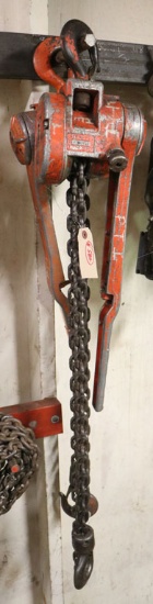 Lot of (2) CM chain come-alongs - both 11/2 ton, with 5' chains