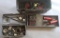 (2) grey plastic toolboxes with (2) Milwaukee 1/2
