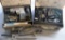 (2) grey steel toolboxes with (1) B&D Macho-III hammer drill with assortmen
