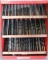 Red steel/plexiglass front drill bit/counter display with assorted drill bi