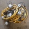 (2) strings 50' each of used yellow cord stringer work lights with cages