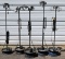Lot of (5) custom made steel pipe/wheelbase work area spotlights with safet