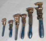 Lot of (6) flat jaw adjustable wrenches - (2) 8