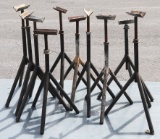 Lot of (10) steel adjustable angle-type tripod pipe stands