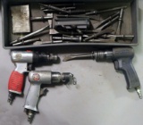 Grey plastic toolbox/kit of light duty air chipping hammers kit with (3) gu